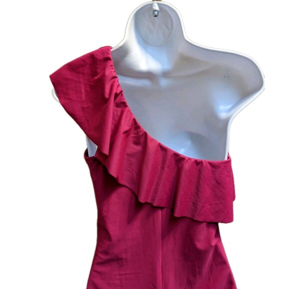 Kona Sol Women's One Piece Swimsuit Sz M One Shoulder Ruffle Pink Beach Resort - Picture 9 of 14